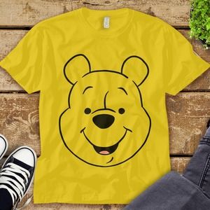 Disney Winnie The Pooh Pooh Large Face Yellow Smiling Face Unisex Tee T-shirt